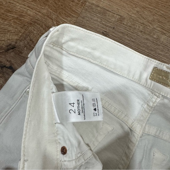 Mother The Dropout Jeans Color Off- White Mid Rise Boyfriend Skinny Cut‎ Size 24 - Picture 7 of 7
